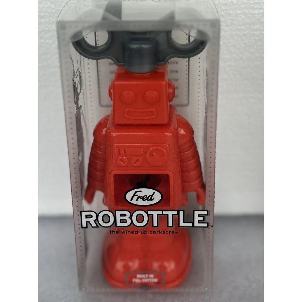 ROBOT BOTTLE Opener FRED ROBOTTLE Red -New Old stock -Great Gift $20 ret.